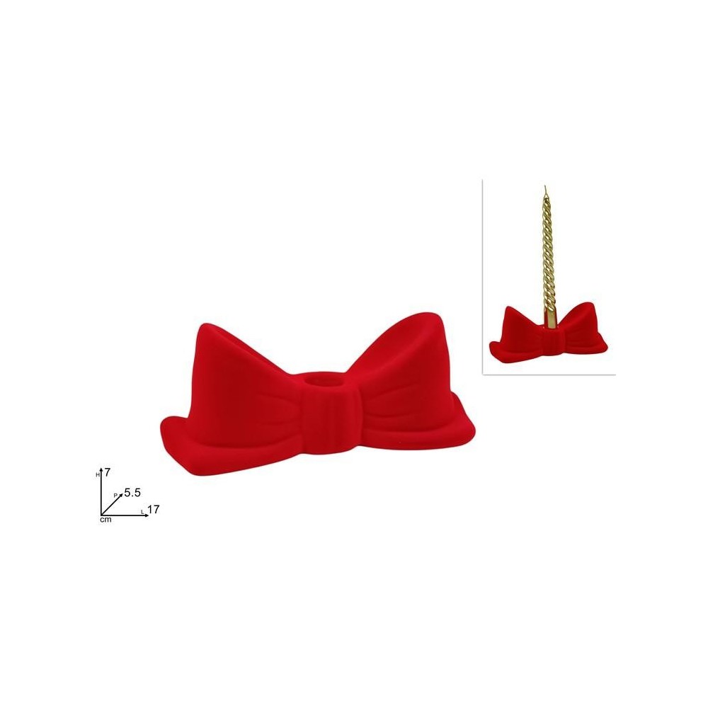 PORTACANDELA FIOCCO CERAMICA FLOCCATA 17CM X 7CM ROSSO